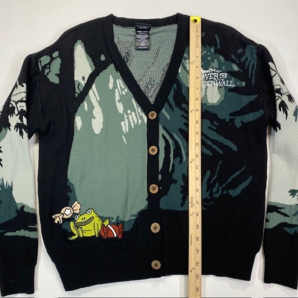 BoxLunch Over the Garden Wall Jason Funderburker Frog Cardigan Sweater Large - Picture 4 of 13